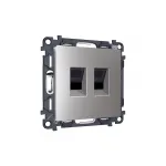 Комплект механизма компьютерной двойной розетки RJ-45 (8P8C) CAT6 с автоматической защитной шторкой Ambrella Volt MA MA512110