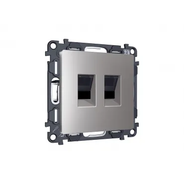 Комплект механизма компьютерной двойной розетки RJ-45 (8P8C) CAT6 с автоматической защитной шторкой Ambrella Volt MA MA512110