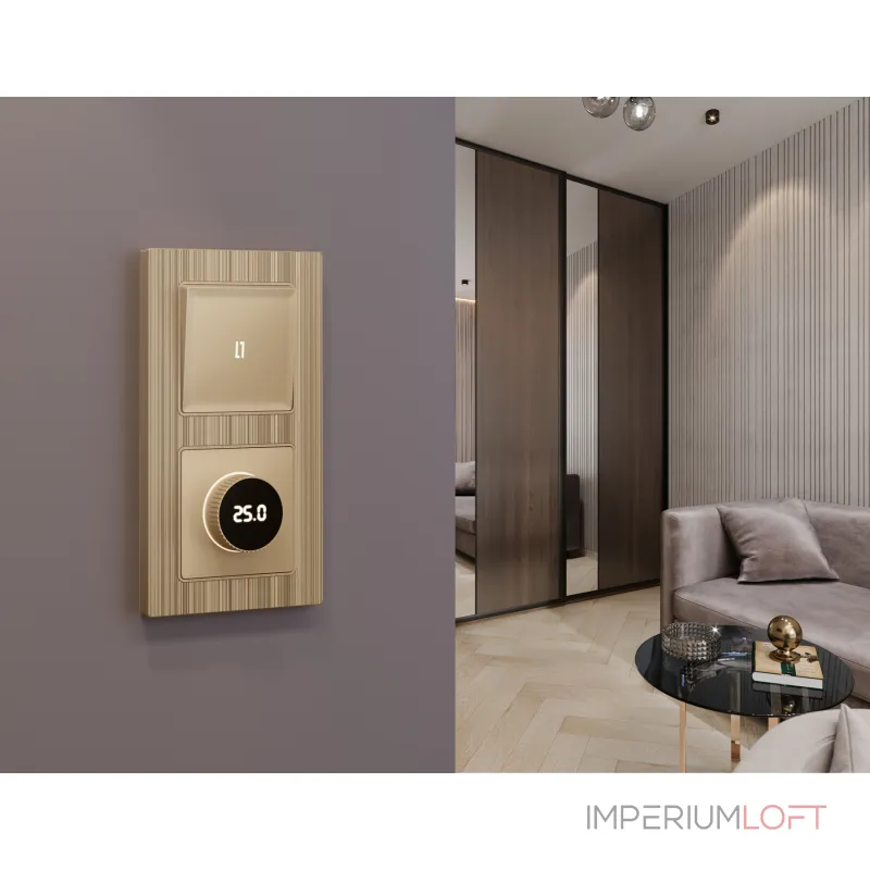 Комплект механизма терморегулятора с цифровым дисплеем с подсветкой и датчиком для теплого пола 16A-250V Ambrella Volt MA MA605810 от ImperiumLoft