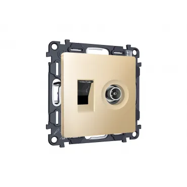 Комплект механизма розетки компьютерной + TV оконечной RJ-45 (8P8C) CAT6/50-870 MHz 1dB с автоматической защитной шторкой Ambrella Volt MA MA612510