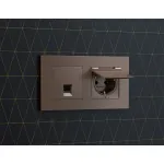 Комплект механизма компьютерной розетки RJ-45 (8P8C) CAT6A экранированной с автоматической защитной шторкой Ambrella Volt MA MA642005