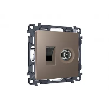 Комплект механизма розетки компьютерной + TV оконечной RJ-45 (8P8C) CAT6/50-870 MHz 1dB с автоматической защитной шторкой Ambrella Volt MA MA642510