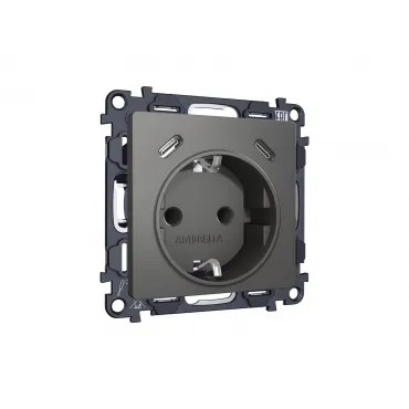 Комплект механизма электрической розетки 2USB С+C 20W (быстрая зарядка) с/з на винтовых зажимах 16A-250V Ambrella Volt MA MA660510 Комплект механизма электрической розетки 2USB С+C 20W (быстрая зарядка) с/з на винтовых зажимах 16A-250V Ambrella Volt MA MA660510