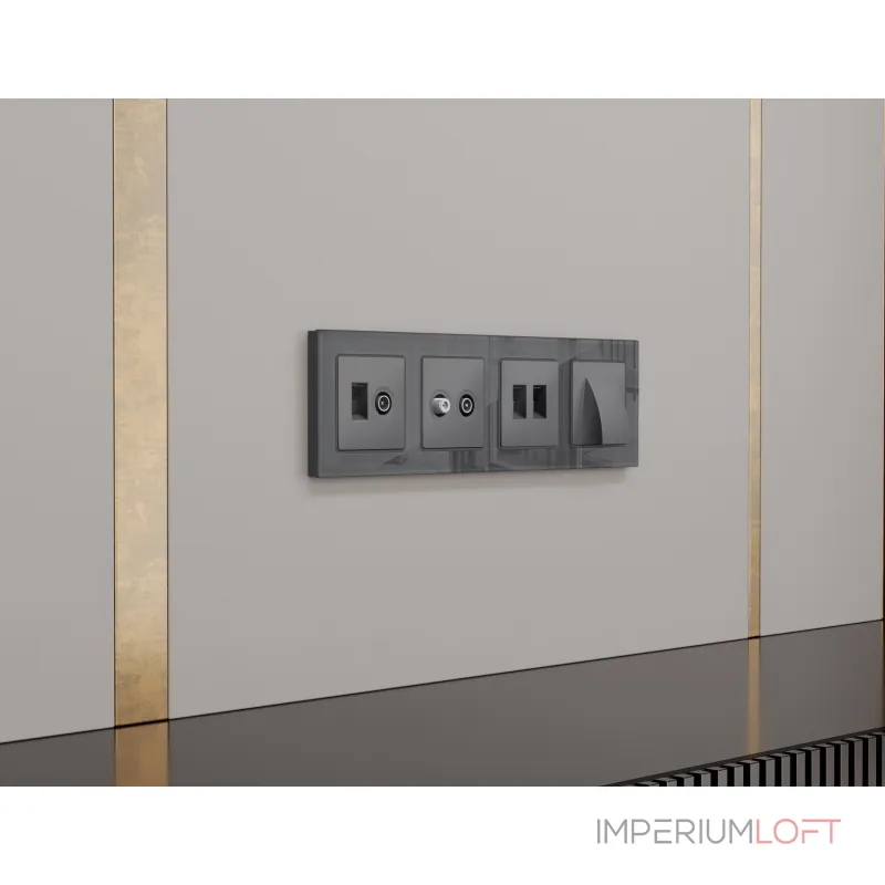 Комплект механизма компьютерной двойной розетки Ambrella Volt MA MA662110 от ImperiumLoft