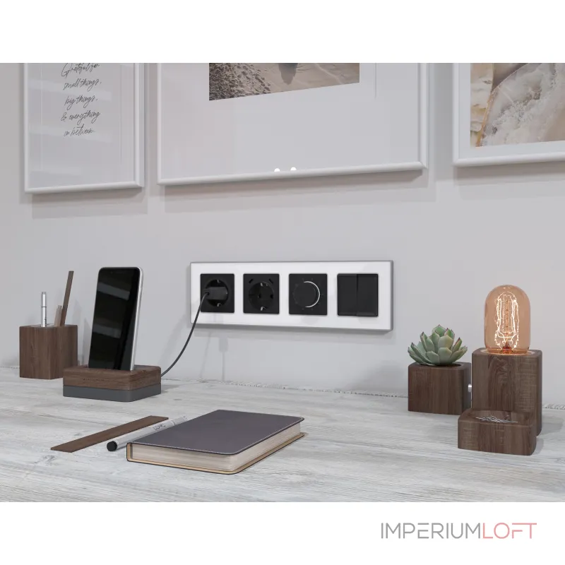 Комплект механизма терморегулятора с датчиком для теплого пола с подсветкой 16A-250V Ambrella Volt MA MA805710 от ImperiumLoft