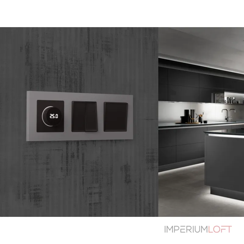 Комплект механизма терморегулятора с цифровым дисплеем с подсветкой и датчиком для теплого пола 16A-250V Ambrella Volt MA MA805810 от ImperiumLoft