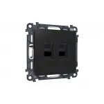 Комплект механизма компьютерной двойной розетки RJ-45 (8P8C) CAT6 с автоматической защитной шторкой Ambrella Volt MA MA812110