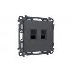 Комплект механизма компьютерной двойной розетки RJ-45 (8P8C) CAT6 с автоматической защитной шторкой Ambrella Volt MA MA912110
