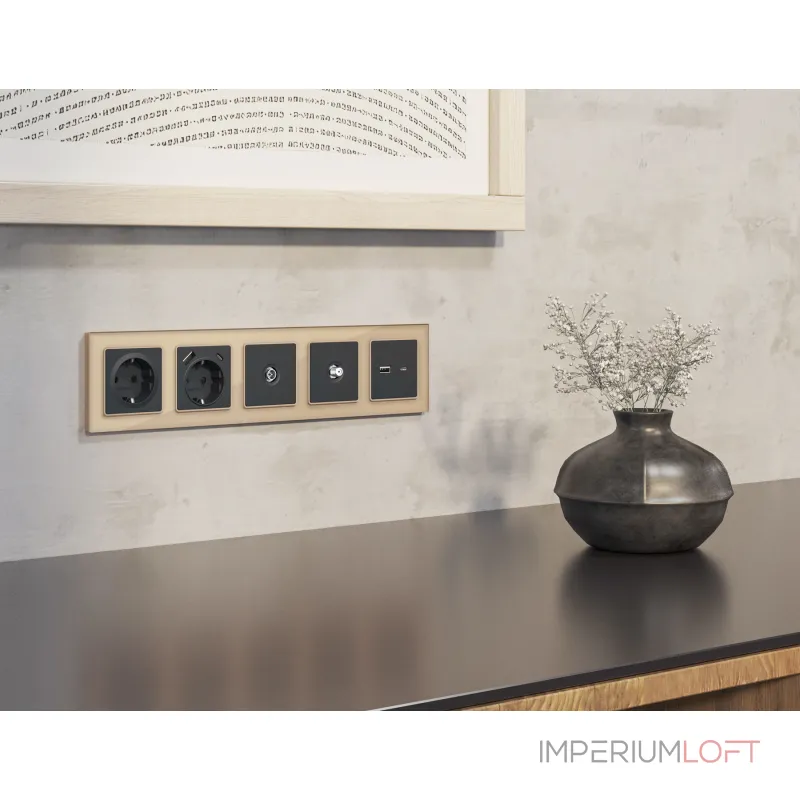 Комплект механизма TV розетки оконечной экранированной 5-1000MHz 3dB Ambrella Volt MA MA913005 от ImperiumLoft