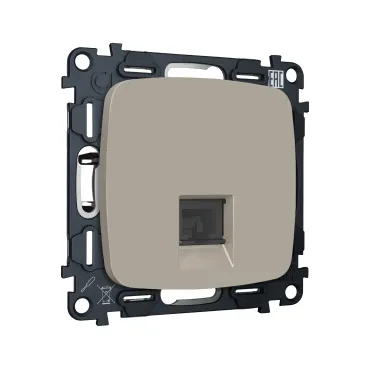 Комплект механизма компьютерной розетки RJ-45 (8P8C) CAT6A экранированной с автоматической защитной шторкой Ambrella Volt QUANT OMEGA MO372005