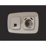 Комплект механизма компьютерной розетки RJ-45 (8P8C) CAT6A экранированной с автоматической защитной шторкой Ambrella Volt QUANT OMEGA MO372005 от ImperiumLoft