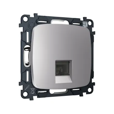 Комплект механизма компьютерной розетки RJ-45 (8P8C) CAT6A экранированной с автоматической защитной шторкой Ambrella Volt QUANT OMEGA MO512005