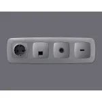 Комплект механизма компьютерной розетки RJ-45 (8P8C) CAT6A экранированной с автоматической защитной шторкой Ambrella Volt QUANT OMEGA MO512005 от ImperiumLoft