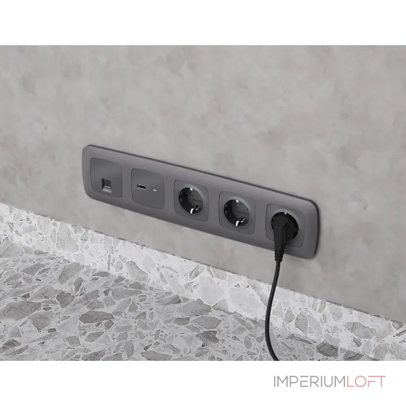Комплект механизма компьютерной розетки RJ-45 (8P8C) CAT6A экранированной с автоматической защитной шторкой Ambrella Volt MO MO662005