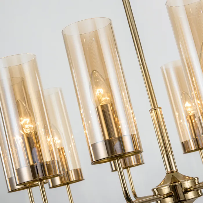 Люстра Agne Brass & Blue Glass Tube Chandelier in 1970 6 Коричневый от ImperiumLoft