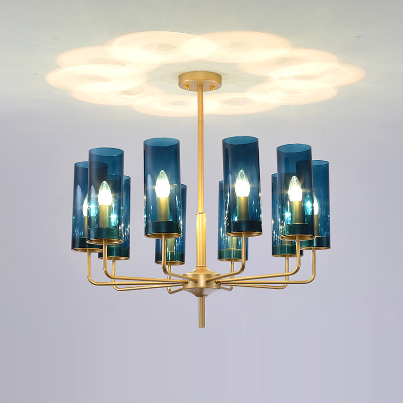 Люстра на штанге Hans-Agne Jakobsson Brass Blue Glass Tube Chandelier Hans-Agne Jakobsson in 1970 6