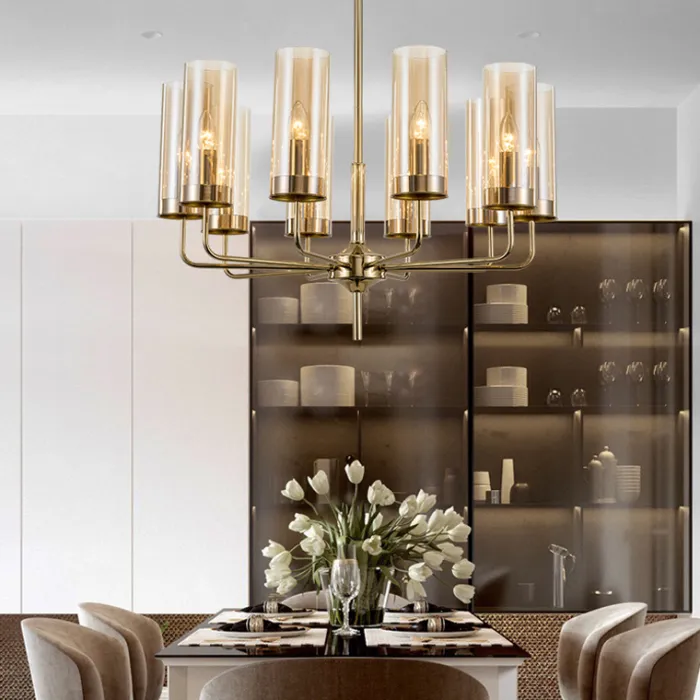 Люстра Agne Brass & Blue Glass Tube Chandelier in 1970 6 Коричневый от ImperiumLoft