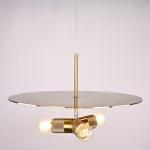 Люстра RH Utilitaire Disk Triple Pendant Brass от ImperiumLoft