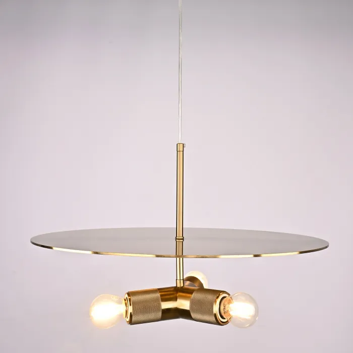 Люстра RH Utilitaire Disk Triple Pendant Brass от ImperiumLoft