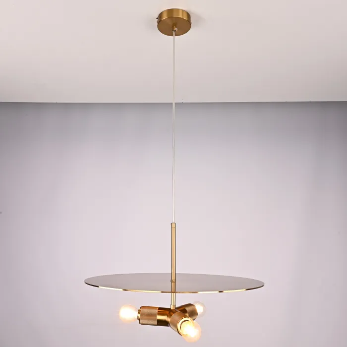 Люстра RH Utilitaire Disk Triple Pendant Brass от ImperiumLoft