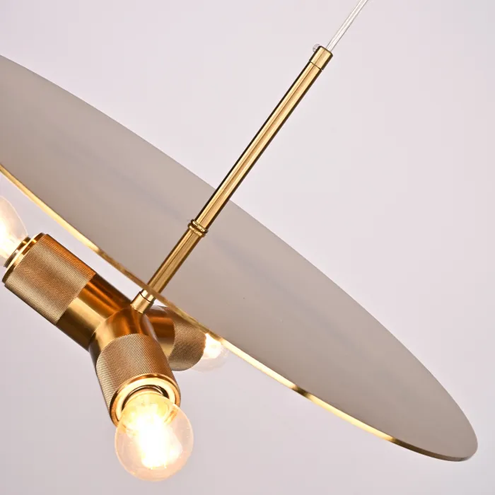 Люстра RH Utilitaire Disk Triple Pendant Brass от ImperiumLoft