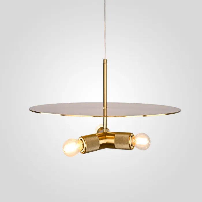 Люстра RH Utilitaire Disk Triple Pendant Brass от ImperiumLoft