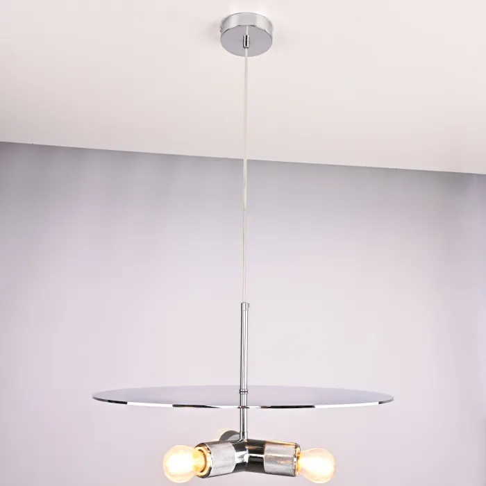 Люстра RH Utilitaire Disk Triple Pendant Silver от ImperiumLoft
