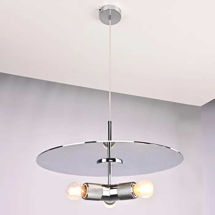 Люстра RH Utilitaire Disk Triple Pendant Silver от ImperiumLoft