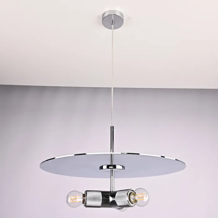 Люстра RH Utilitaire Disk Triple Pendant Silver от ImperiumLoft