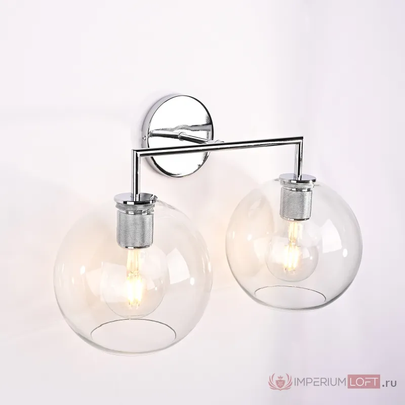 Бра RH Utilitaire Globe Shade Double Sconce Silver от ImperiumLoft