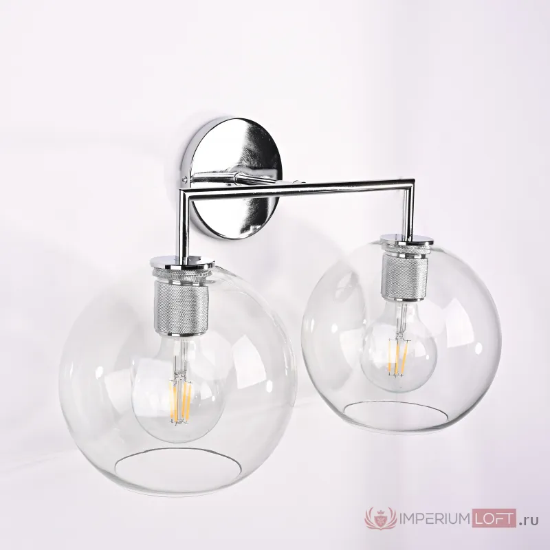 Бра RH Utilitaire Globe Shade Double Sconce Silver от ImperiumLoft