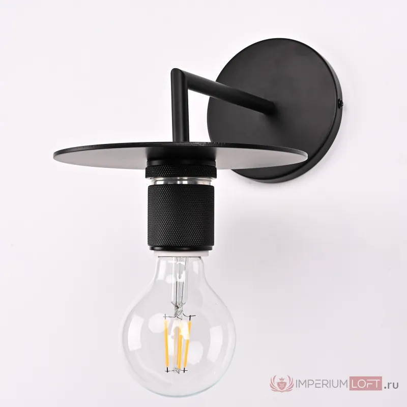 Бра RH Utilitaire Knurled Disk Shade Sconce Black от ImperiumLoft