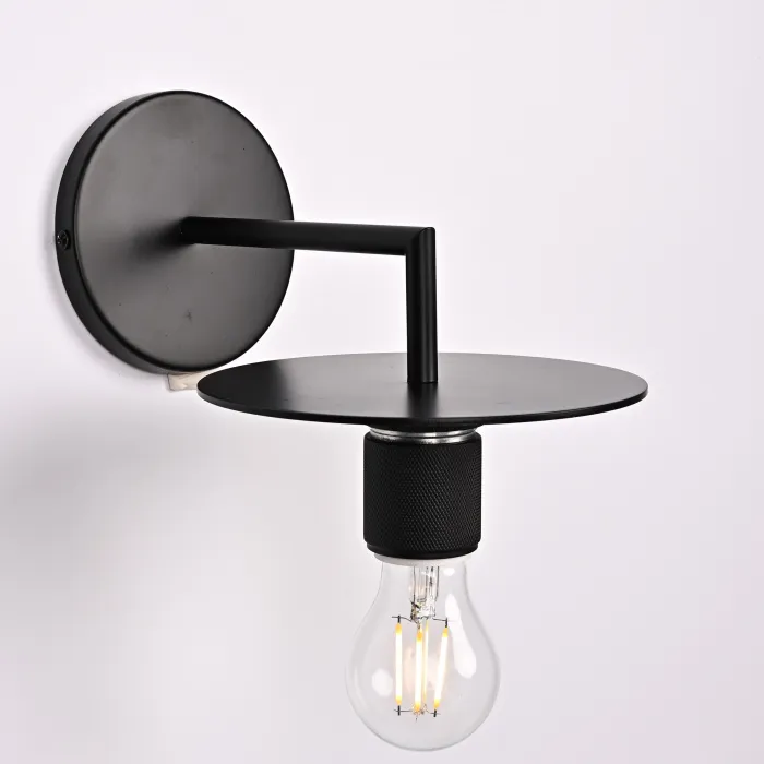 Бра RH Utilitaire Knurled Disk Shade Sconce Black от ImperiumLoft