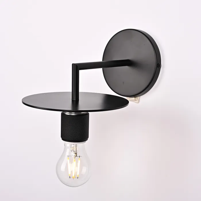 Бра RH Utilitaire Knurled Disk Shade Sconce Black от ImperiumLoft