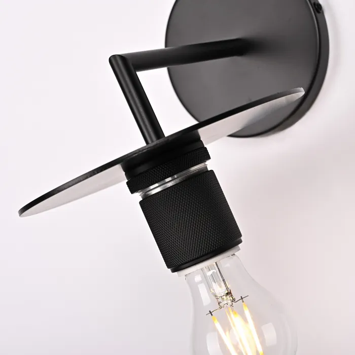 Бра RH Utilitaire Knurled Disk Shade Sconce Black от ImperiumLoft
