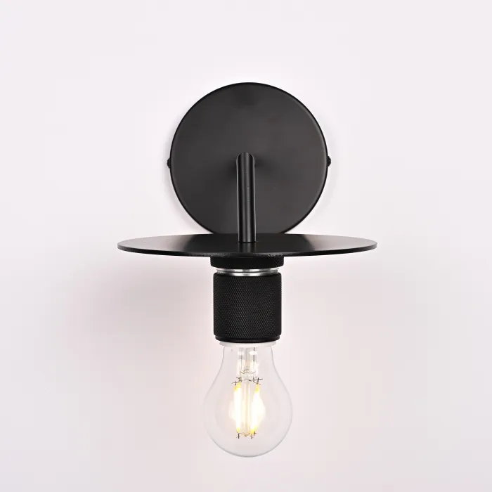 Бра RH Utilitaire Knurled Disk Shade Sconce Black от ImperiumLoft