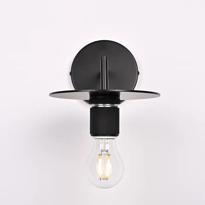 Бра RH Utilitaire Knurled Disk Shade Sconce Black от ImperiumLoft