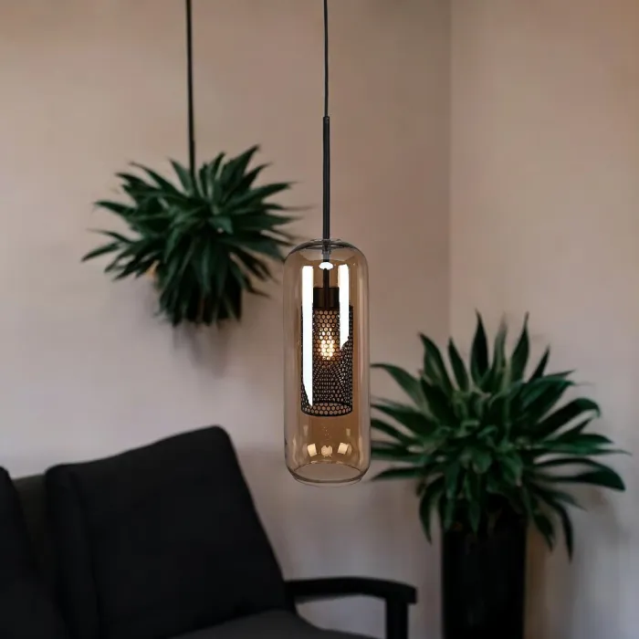 Подвесной светильник CATCH AMBER Cylinder S D15 от ImperiumLoft