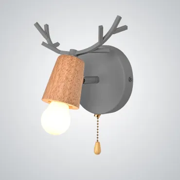 Бра с рожками DEER A SWITCH Black/Light wood
