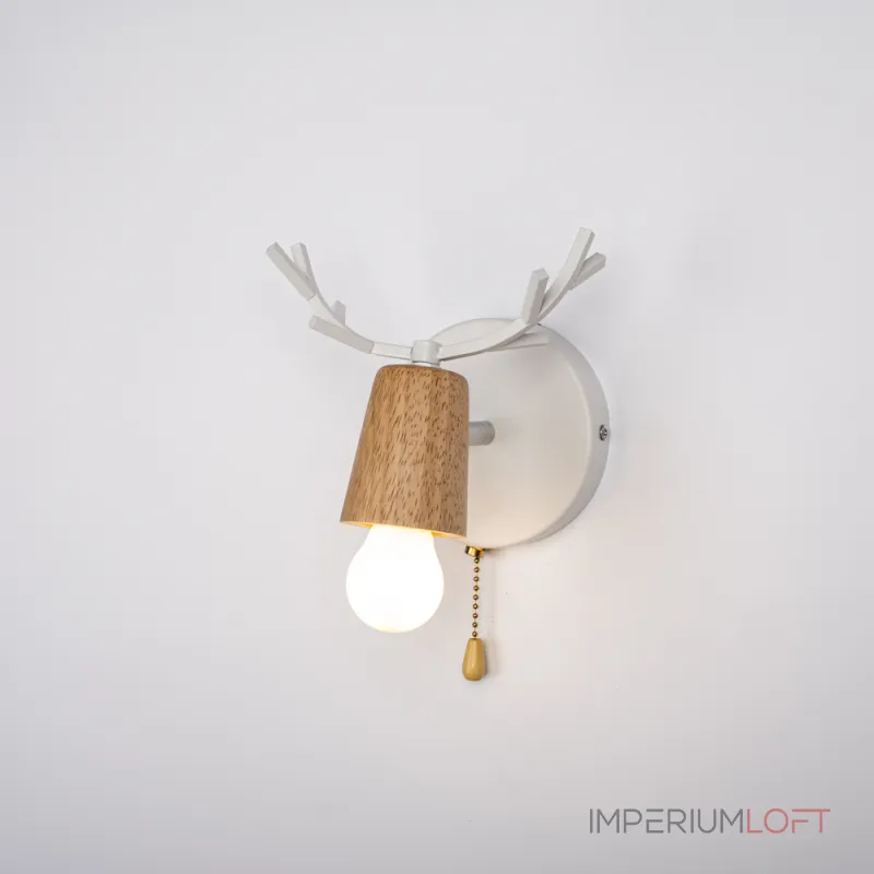 Бра с рожками DEER A SWITCH White/Light wood