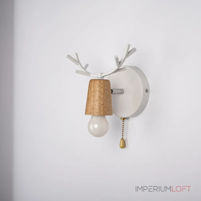 Бра с рожками DEER A SWITCH White/Light wood