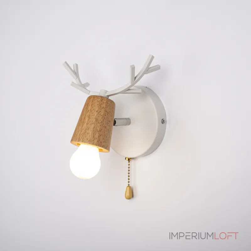 Бра с рожками DEER A SWITCH White/Light wood
