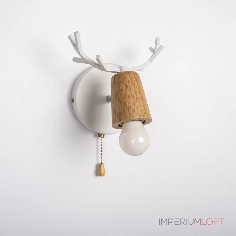 Бра с рожками DEER A SWITCH White/Light wood