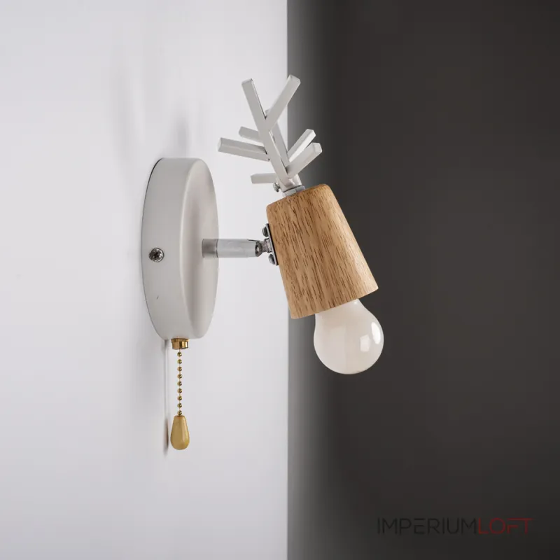 Бра с рожками DEER A SWITCH White/Light wood