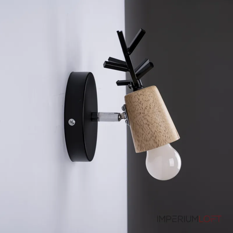 Бра с рожками DEER A Wood/Black