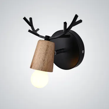 Бра с рожками DEER A Wood/Black