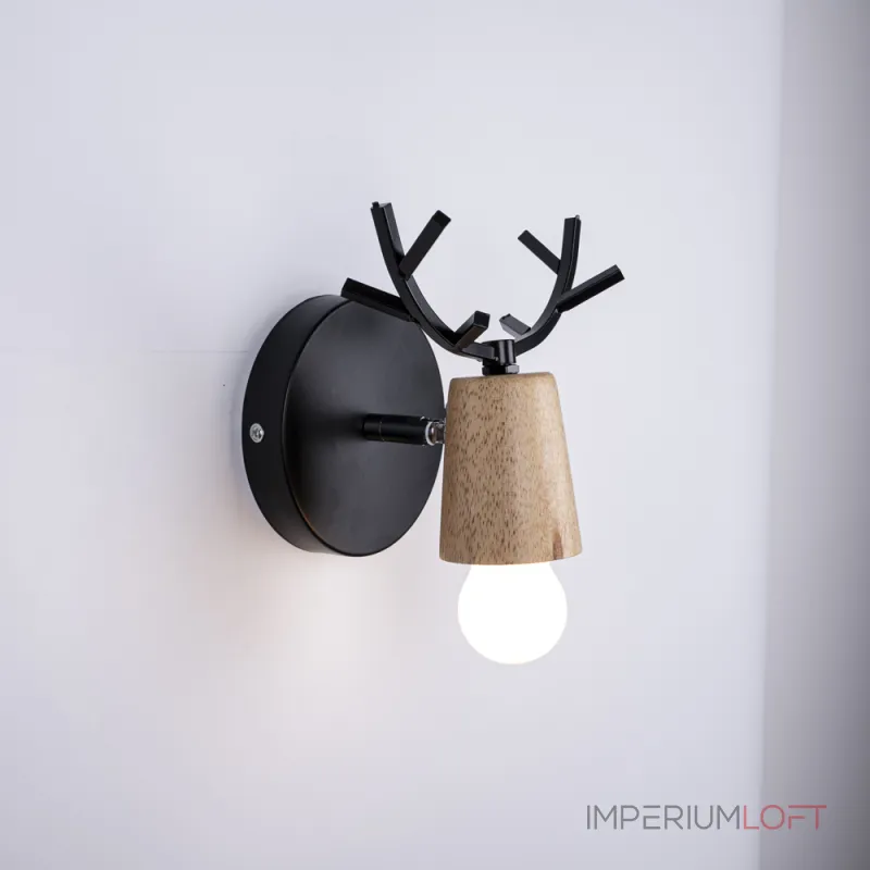 Бра с рожками DEER A Wood/Black