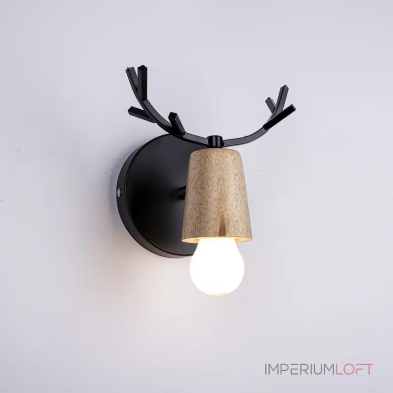 Бра с рожками DEER A Wood/Black