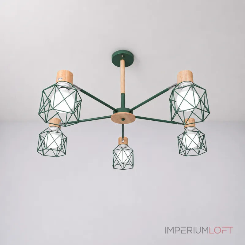 Потолочная люстра CORF B3 Green 5 lamps