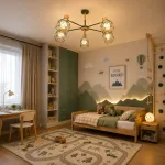 Потолочная люстра CORF B3 Green 5 lamps
